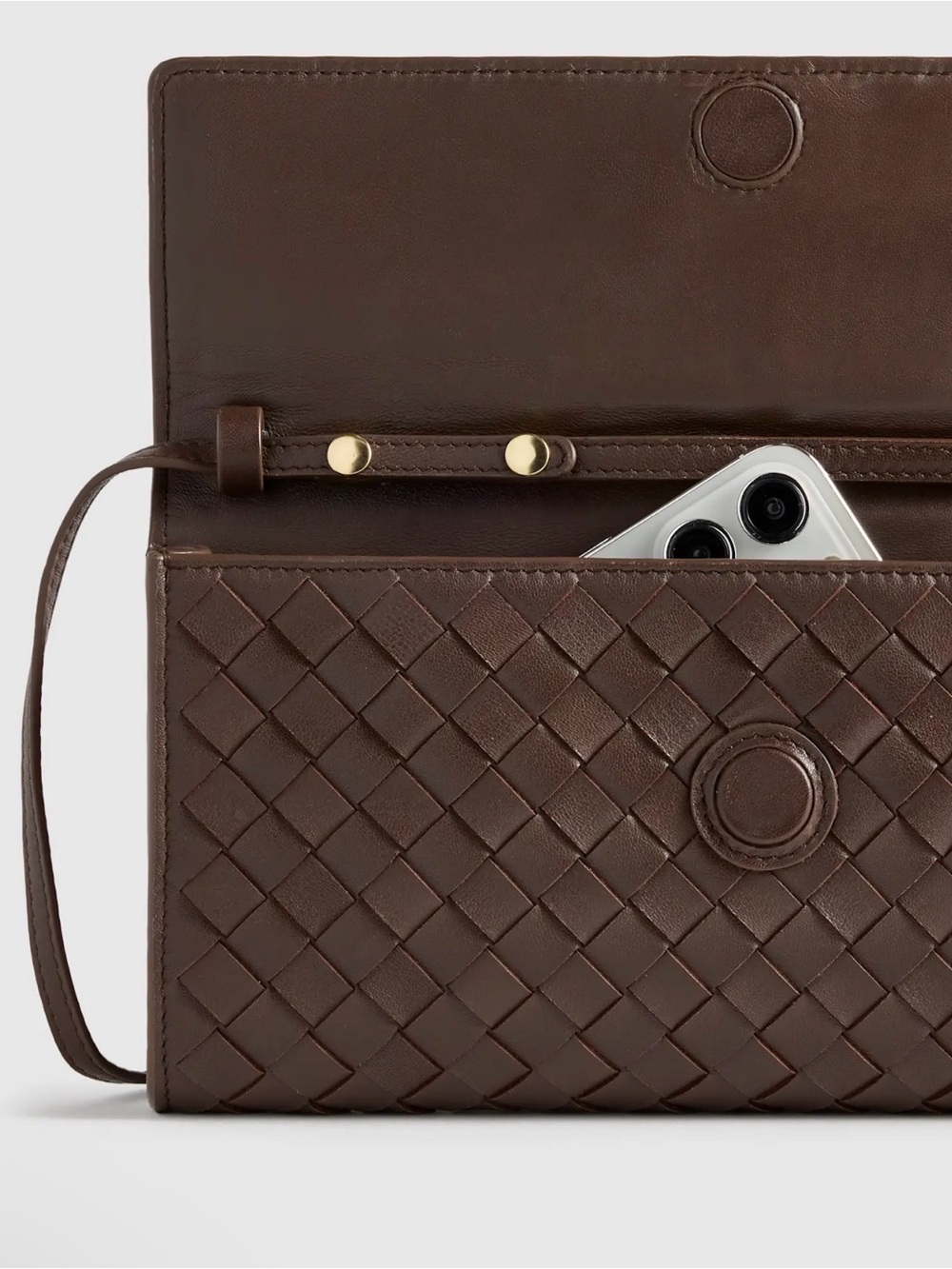 Quince NWOT Eloise Handwoven Clutch in Dark Brown 1339 - Picture 9 of 13